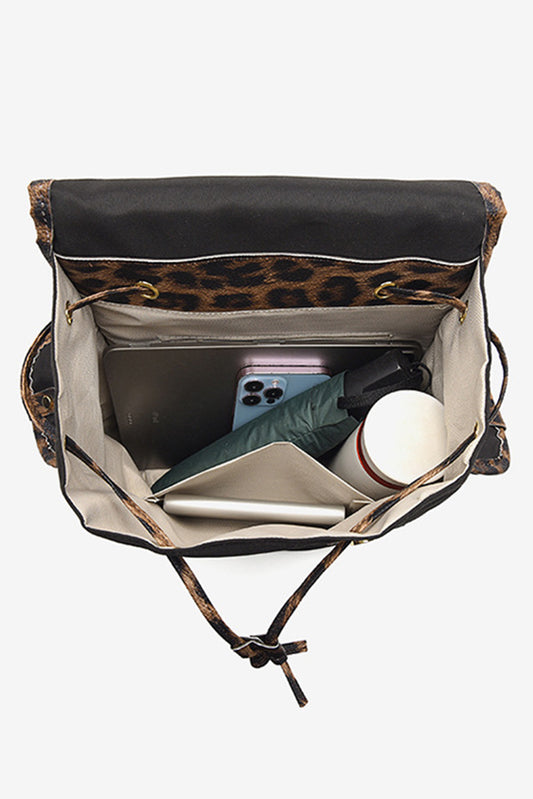 White Leopard PU Leather Backpack