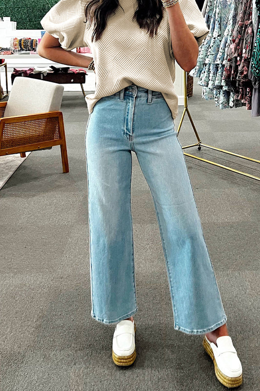 Oatmeal Solid Color Textured Puff Sleeve T-shirt